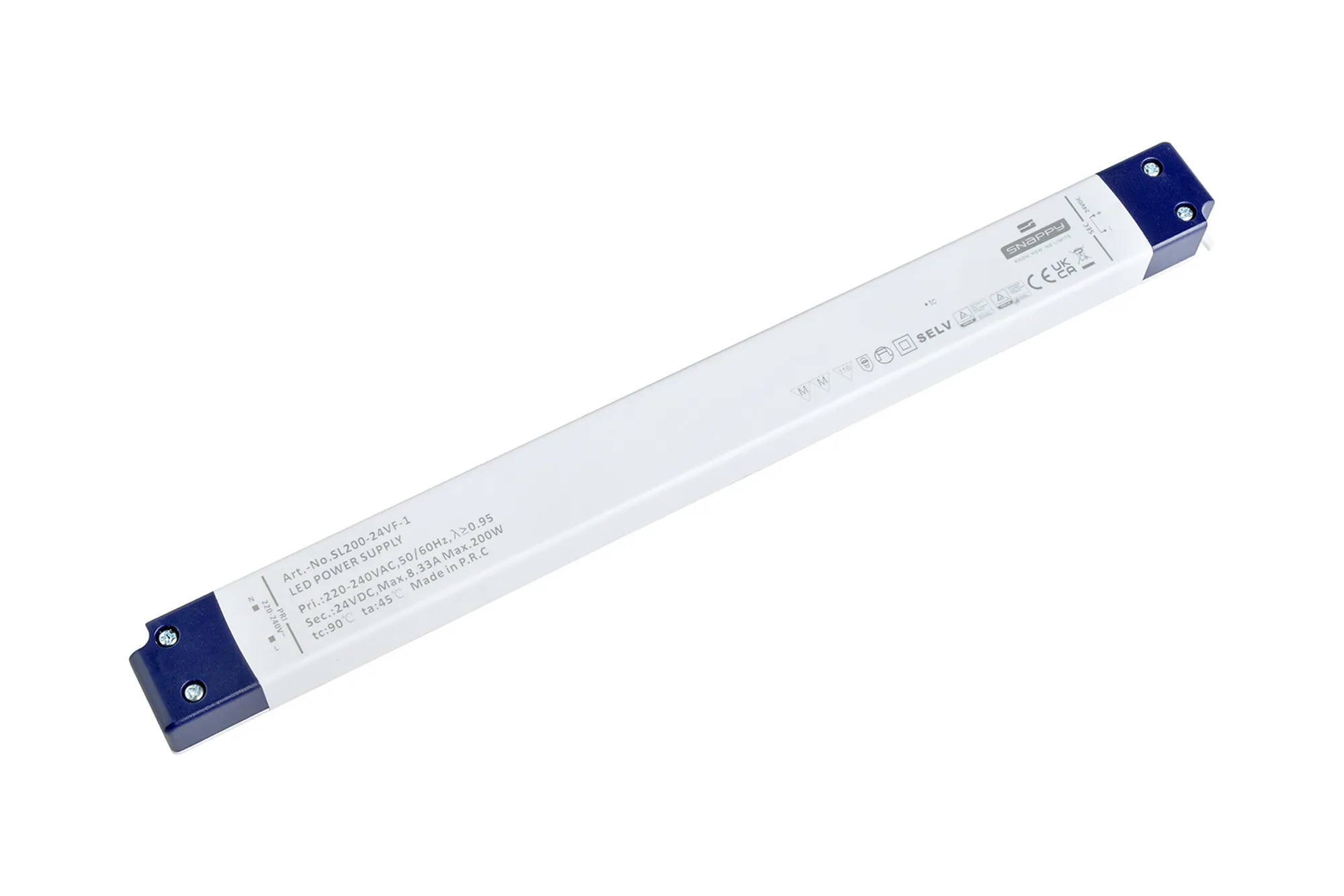 SL200-24VF-1  SL, 200W, Constant Voltage Non Dimmable PC LED Driver,24VDC, IP20, Screw Connection, 5yrs Warranty.